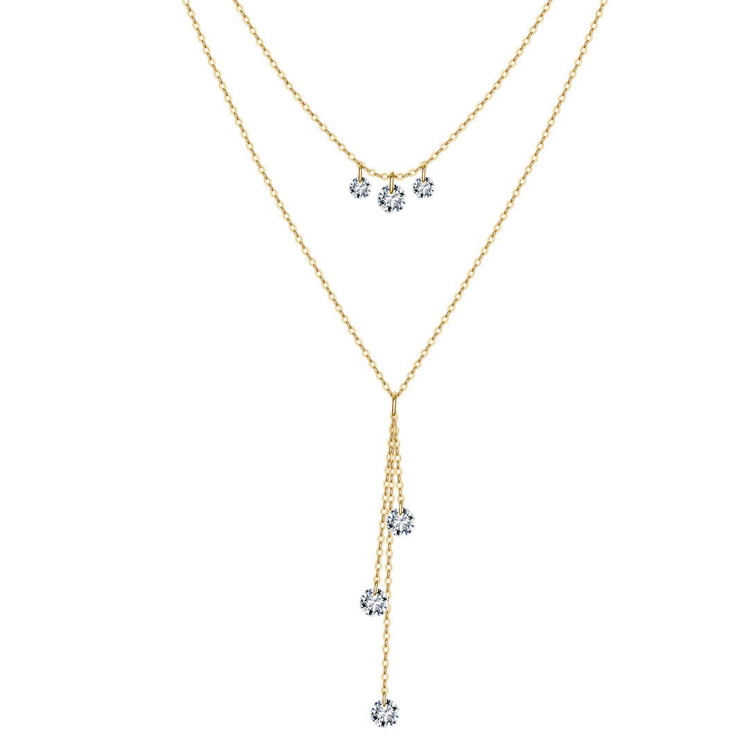 Suzan Gold Kette mit Anhänger Lunadia – Zweireihige 925 Silber Y-Kette mit günstig online kaufen