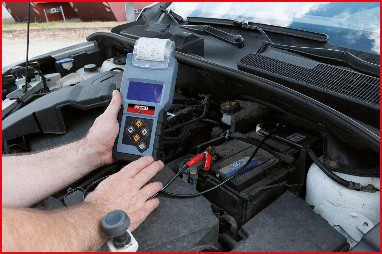 KS Tools Batterietester, 12V Digital-Batterie- und Ladesystemtester mit integriertem Drucker
