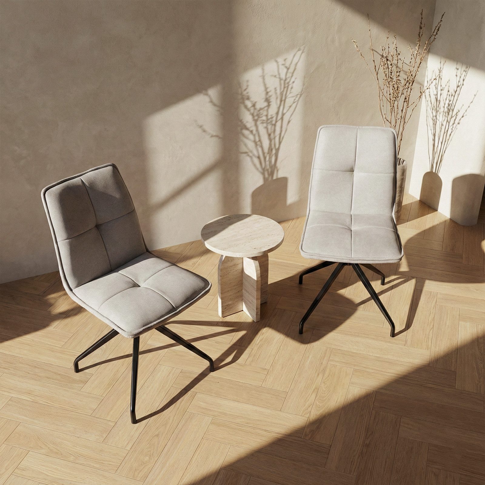 Jiexi Esszimmerstuhl Drehbare Esszimmerstühle, 2er-Set, Stoffoptionen