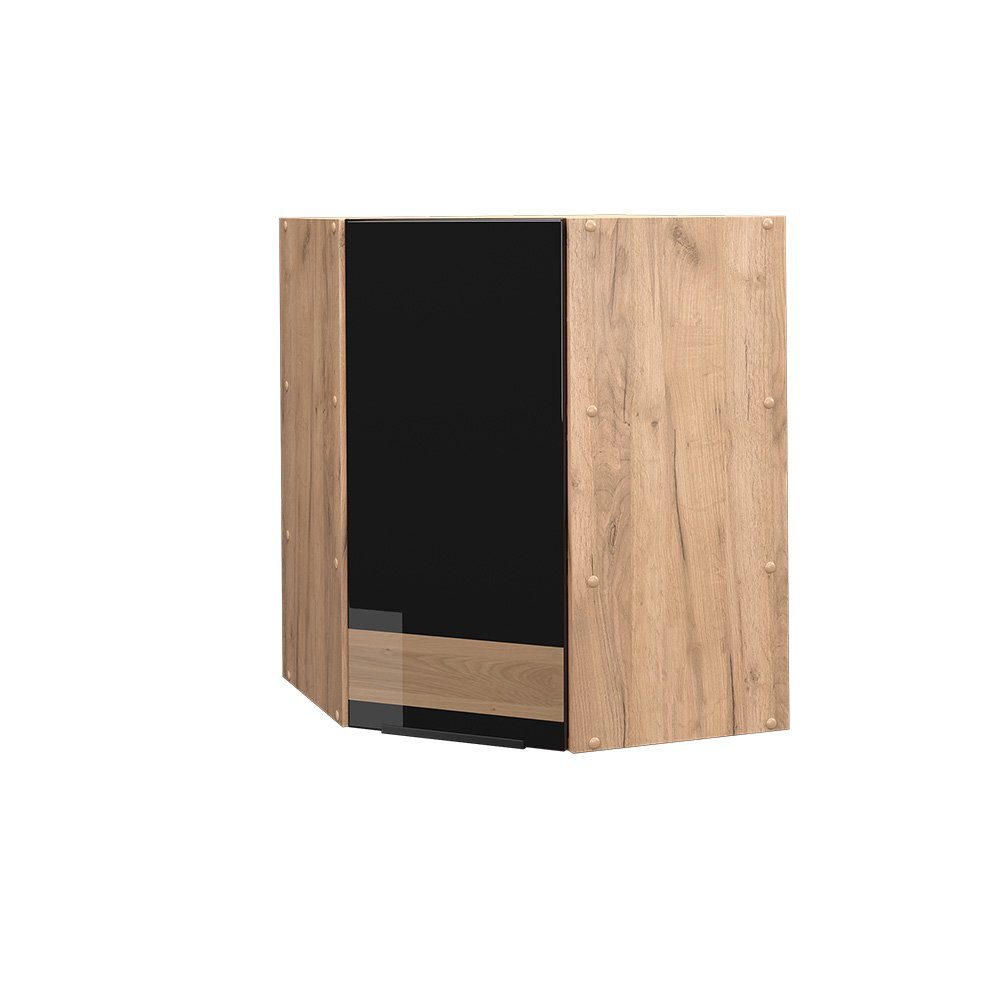 Vicco Eckhängeschrank Fame-Line, Schwarz Hochglanz/Goldkraft Eiche, günstig online kaufen