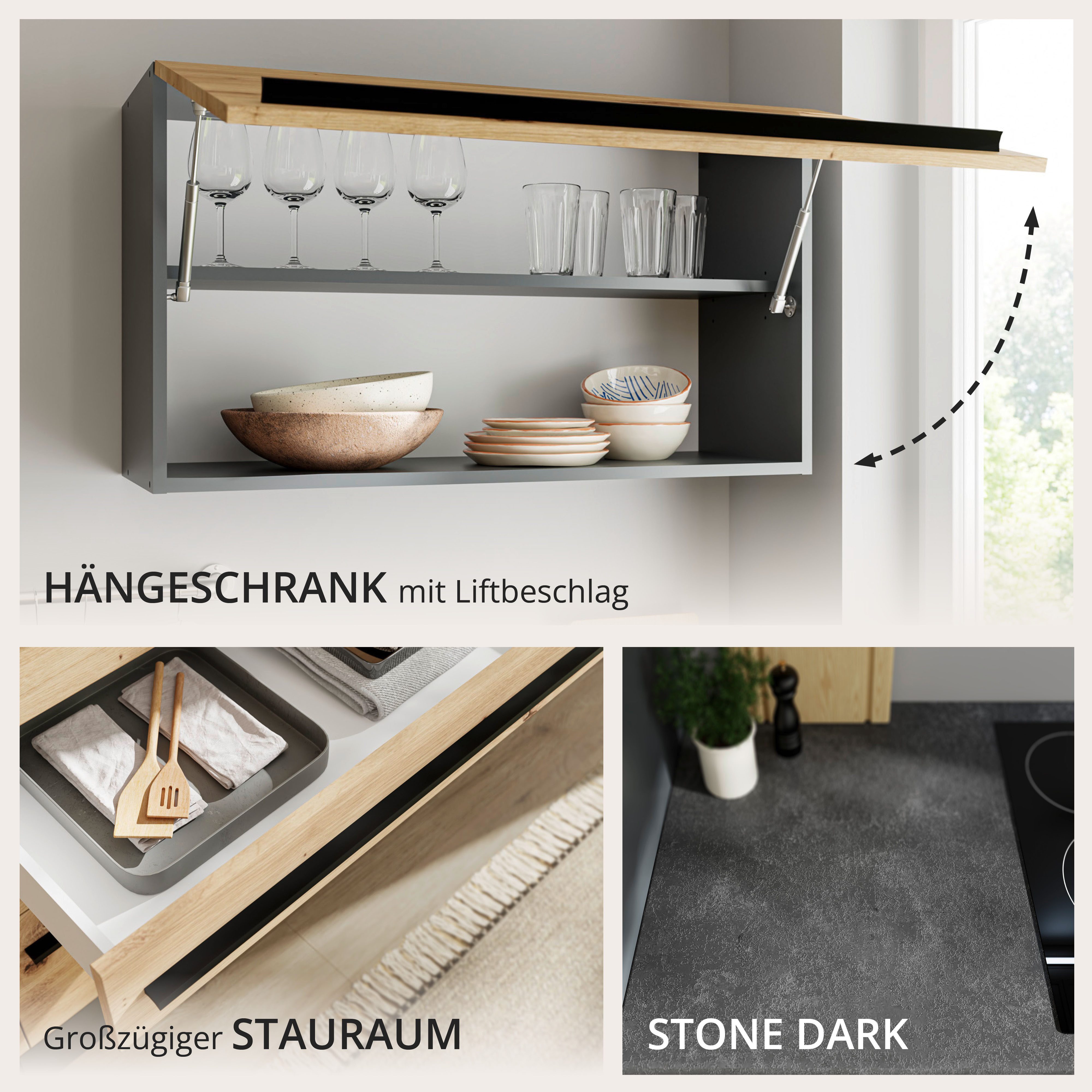 BASIC by Balculina Küchenzeile Jazz, Breite 320 cm, wahlweise mit E-Geräten