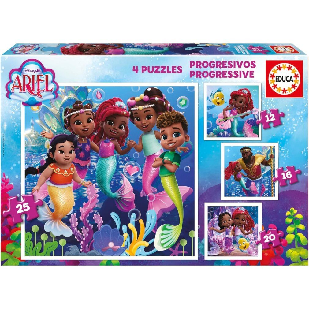Educa Puzzle Puzzle Disney Ariel 4 in 1 (12,16,20,25 DLCs), Puzzleteile