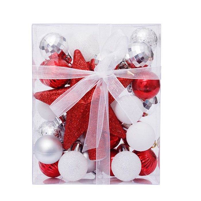 FeelGlad Weihnachtsbaumkugel Rot-weiß-silberne 30 Accessoires