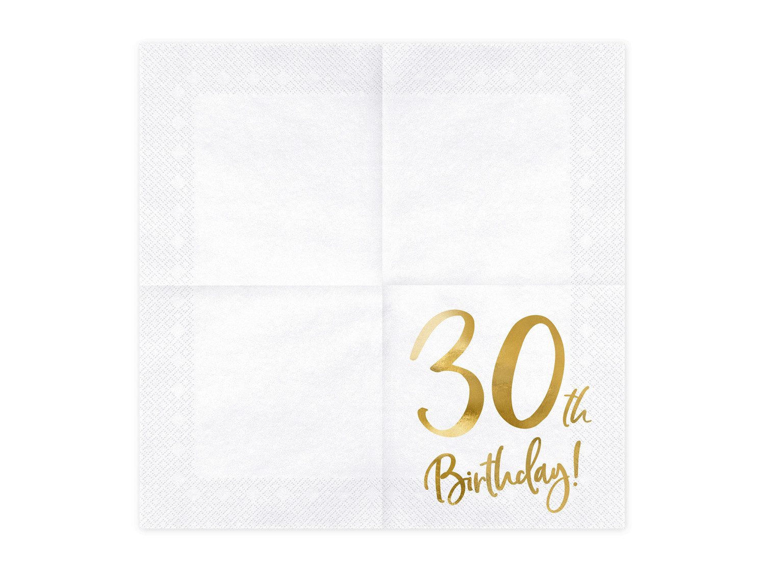 partydeco Papierserviette, Servietten 30. Geburtstag 33x33cm 20 Stück, weiß / gold
