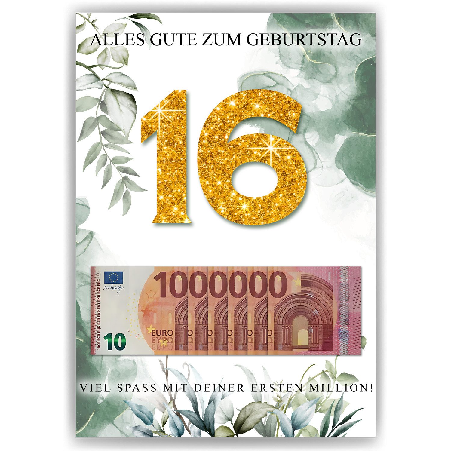 Tigerlino Poster Geldgeschenk Geburtstag Männer Frauen Geburtstagsgeschenk, 16. Geburtstag