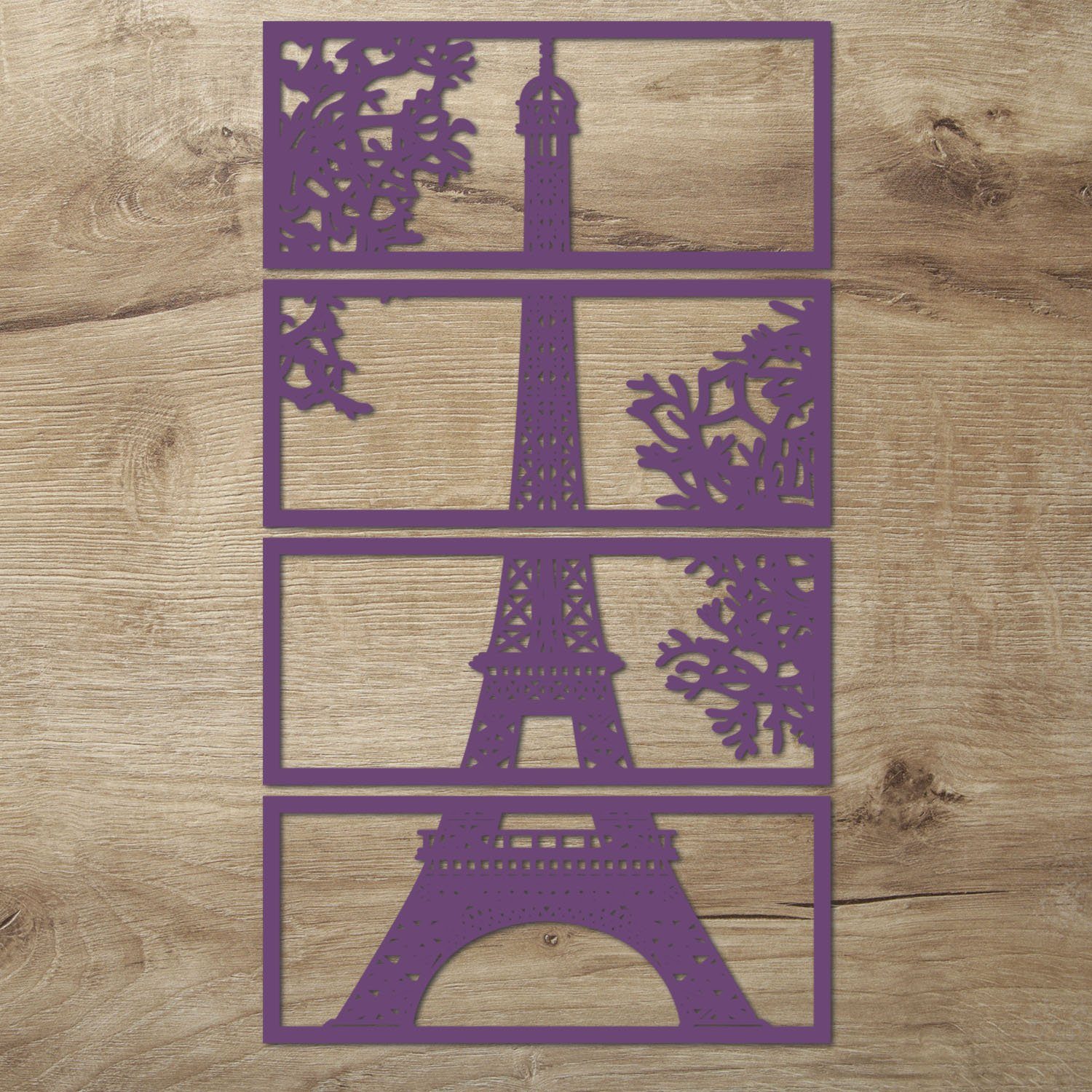 Eiffelturm Wandbild XXL Wanddeko Namofactur Wanddekoobjekt Holz Lila