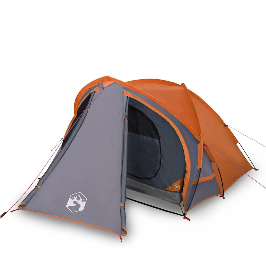 Kuppelzelt Kuppel-Campingzelt 2 Personen Grau und Orange Wasserdicht
