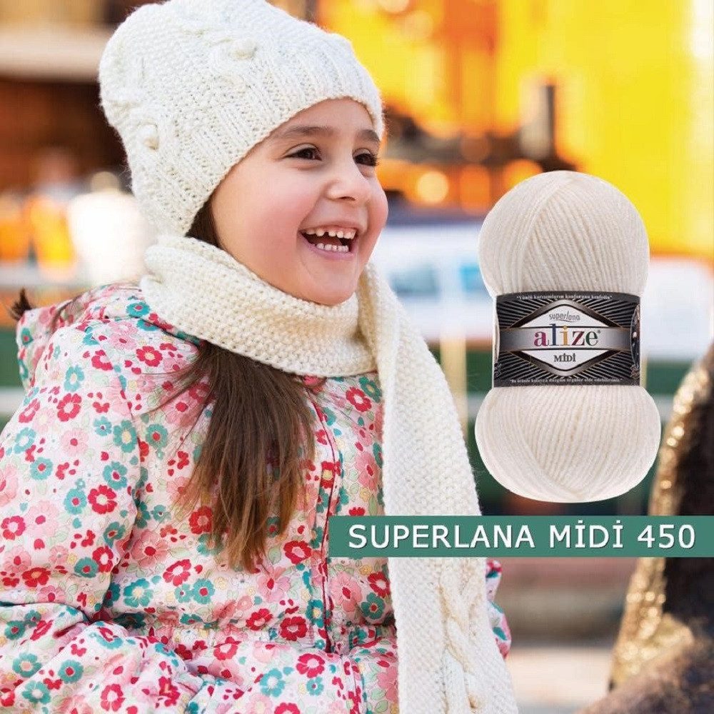 Alize 5 x ALIZE Superlana Midi Häkelwolle, 170 m, Yarn,Strickgarn,Handstrickgarn