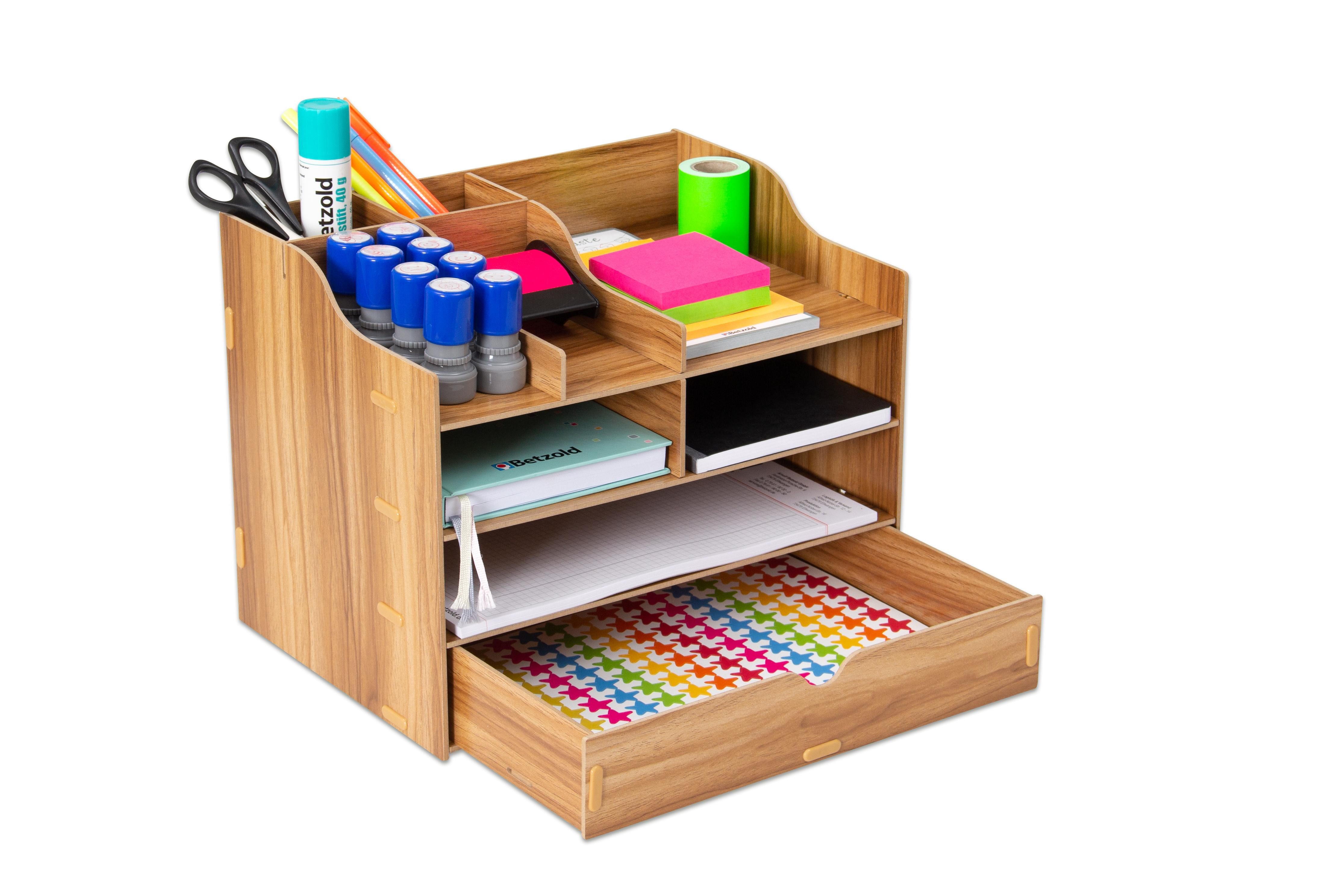 Betzold Schubladenbox Schreibtisch-Organizer, klein, aus MDF, dunkelbraun