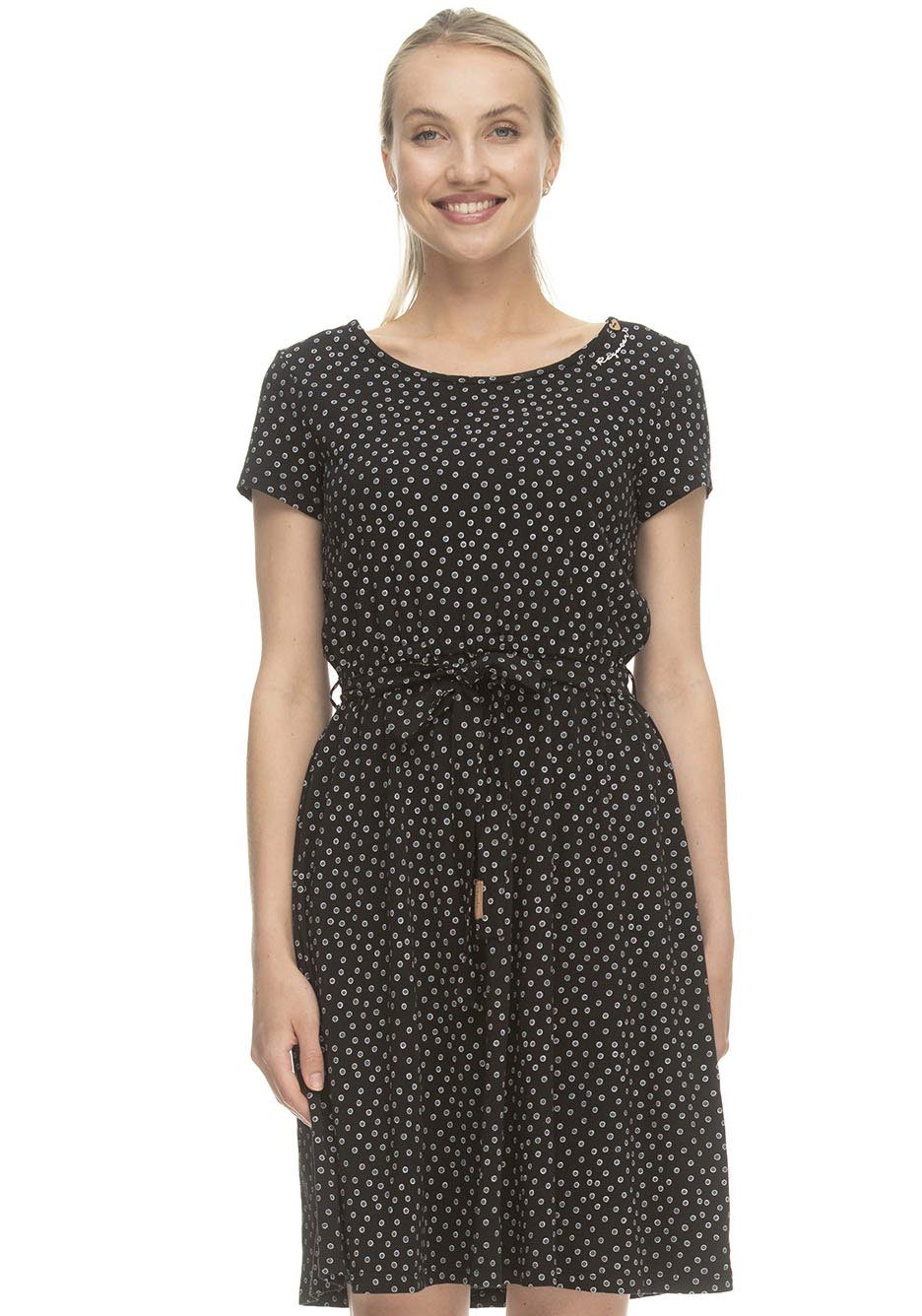mit schwarz Allover ORGANIC Punkte-Muster tollem DRESS Ragwear OLINA Sommerkleid