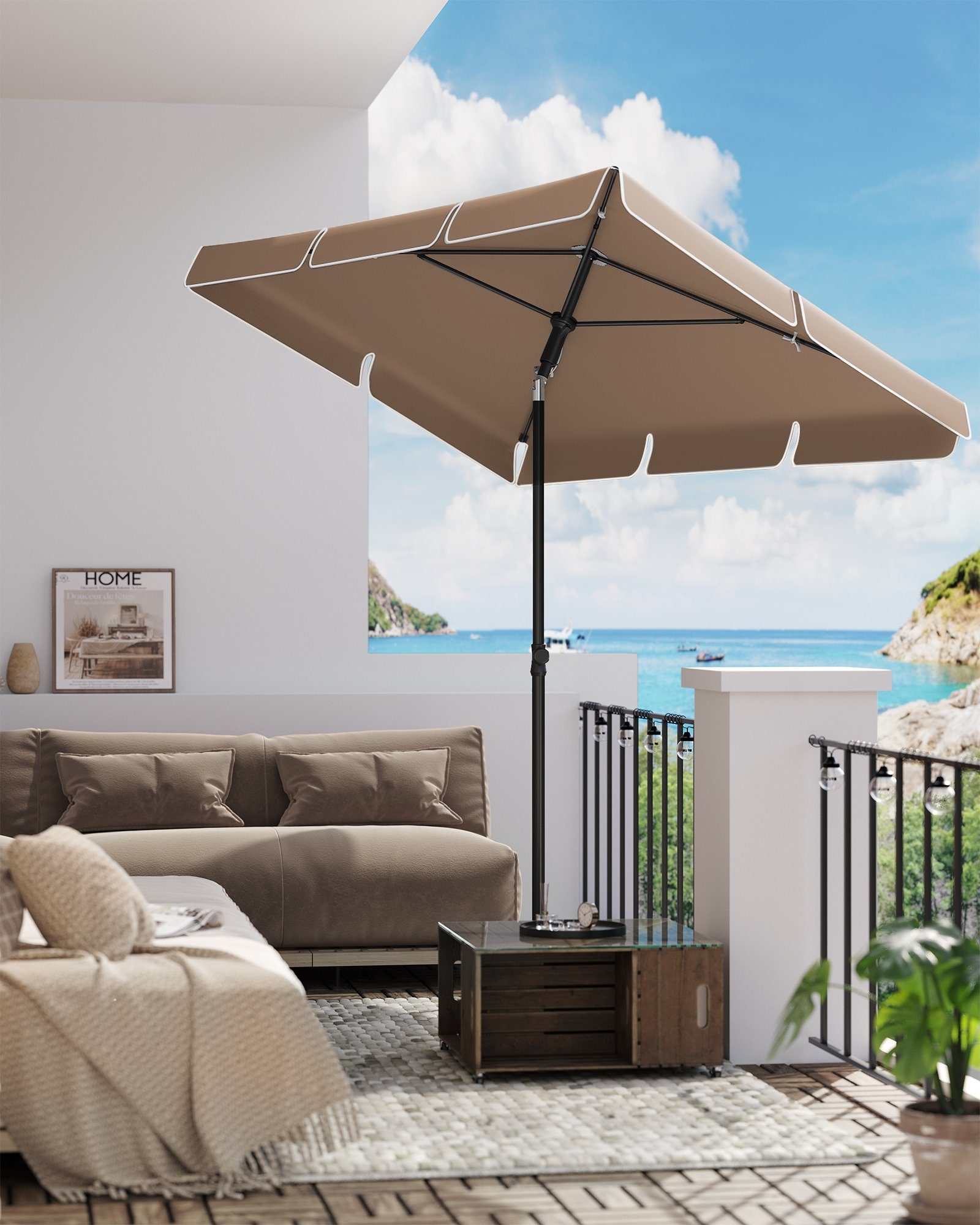 SONGMICS Sonnenschirm, LxB: 200,00x125,00 cm, Balkonschirm, günstig online kaufen