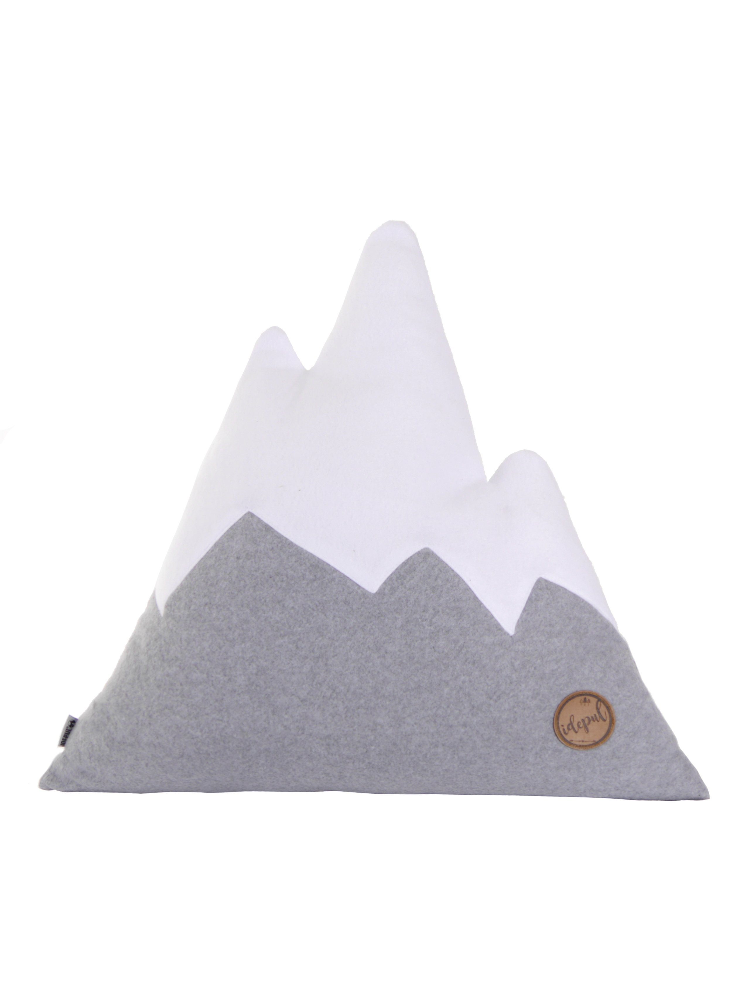 IDEPUL by Idealer Pulverschnee Dekokissen MountainIDE, waschbar, Innenkissen, Fleece, Bergform, mit Reißverschluss
