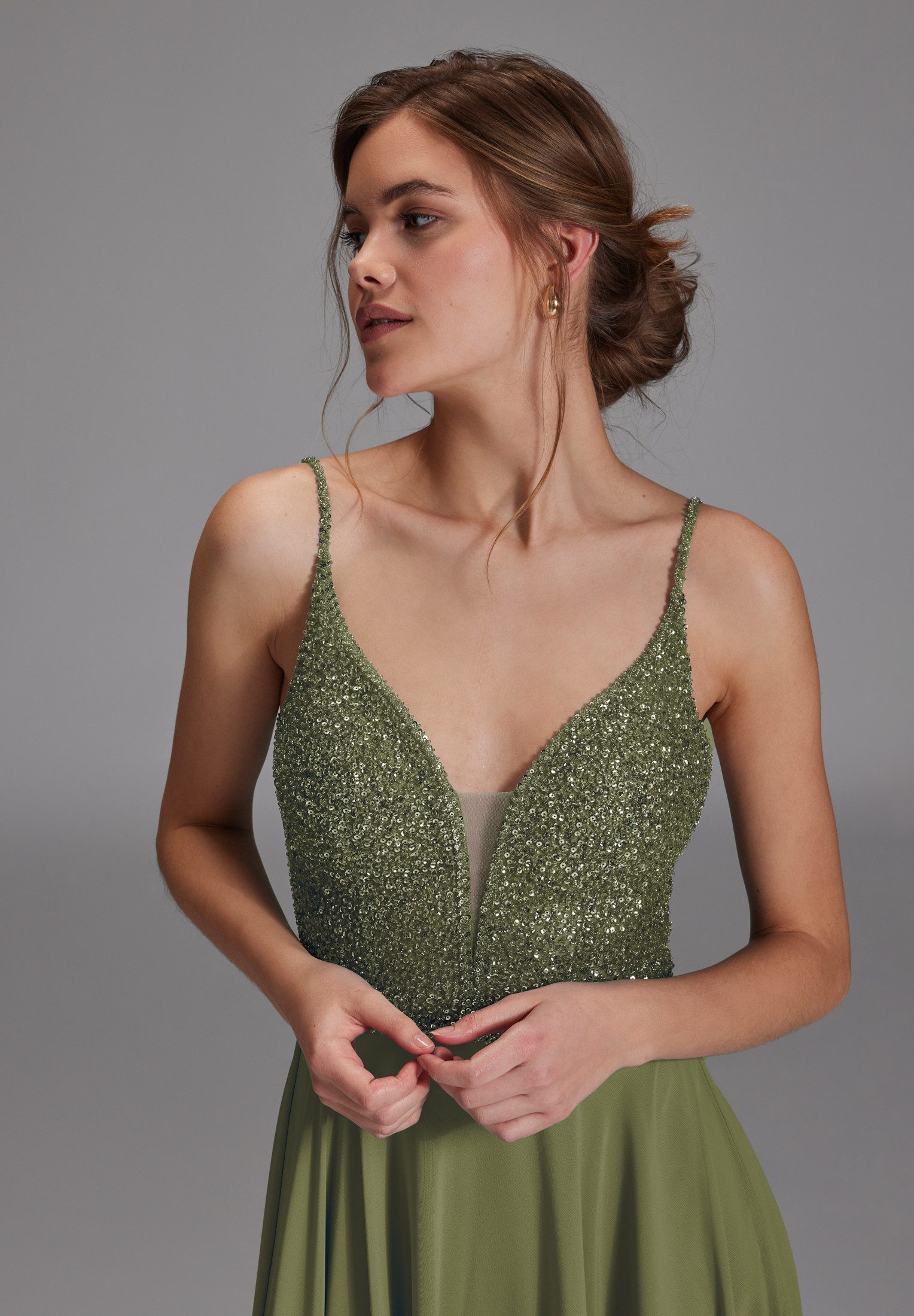 Hey Kyla Abendkleid - Abendkleid aus Materialmix Taillierter Schnitt mit ausgestelltem Rockteil