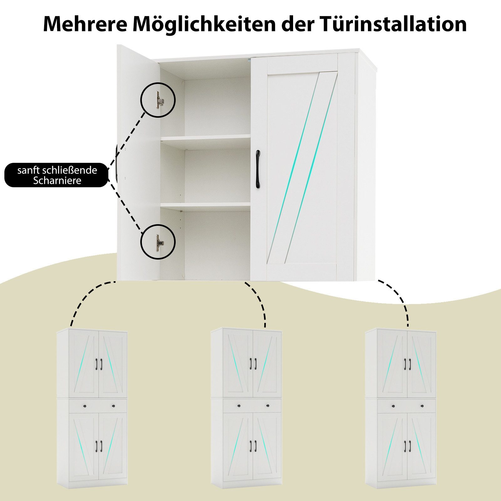 COSTWAY Vorratsschrank Küchenbuffet mit verstellbarem Regal, Schublade weiß