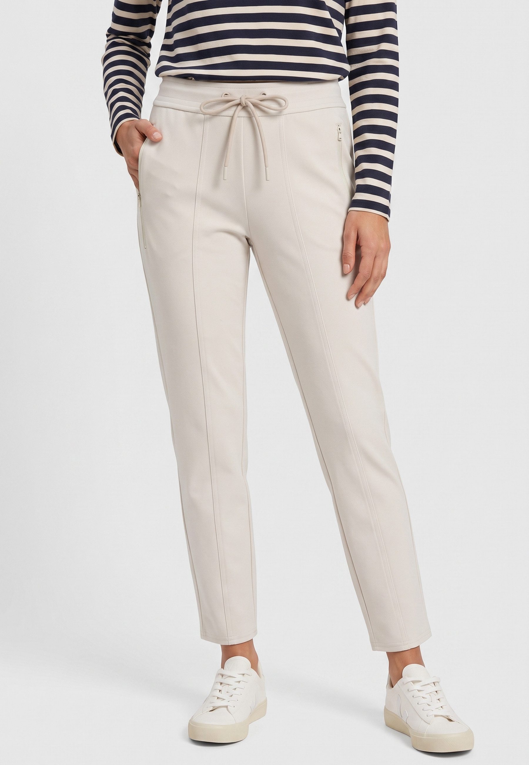Olsen Stoffhose mit Tunnelzug und Bindeband am Hosenbund