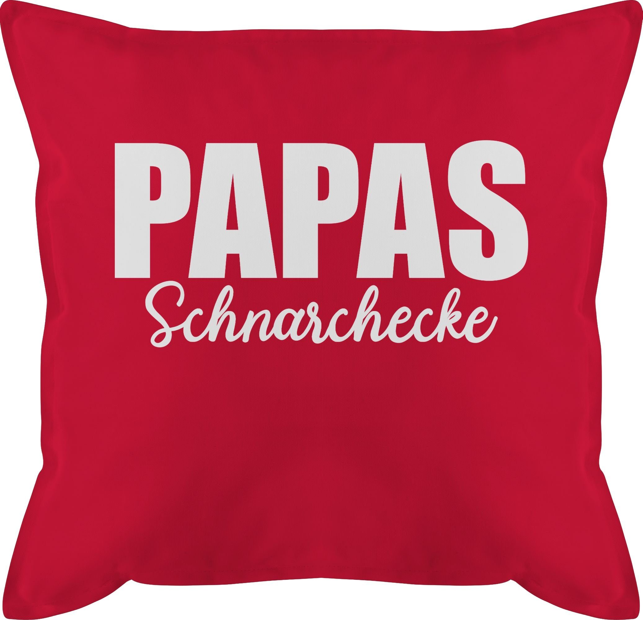 Shirtracer Dekokissen Papas Schnarchecke - Schrift - weiß, Vatertagsgeschenk Kissen 2 Rot