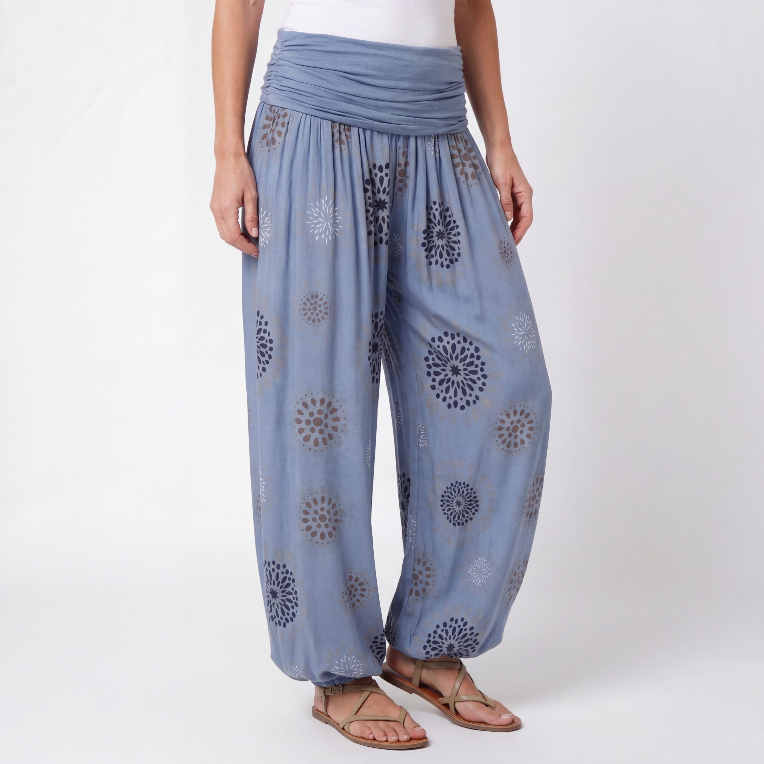 OriginalYou Haremshose Pluderhose für Damen leichte Haremshose sommerliche Yogahose Middle Waist, mit elastischem Bund, weites Bein