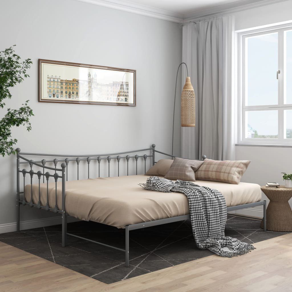 furnicato Schlafsofa 206 x 184,5 x 91,5 cm Grau, 1 Teile, Ausziehbares Tagesbett mit Seitengeländer für zwei Personen