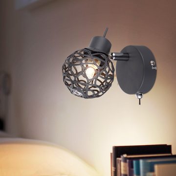 etc-shop LED Wandleuchte, Leuchtmittel inklusive, Warmweiß, Kristall Wand Lampe Alu Geflecht Strahler Wohn Zimmer Spot-