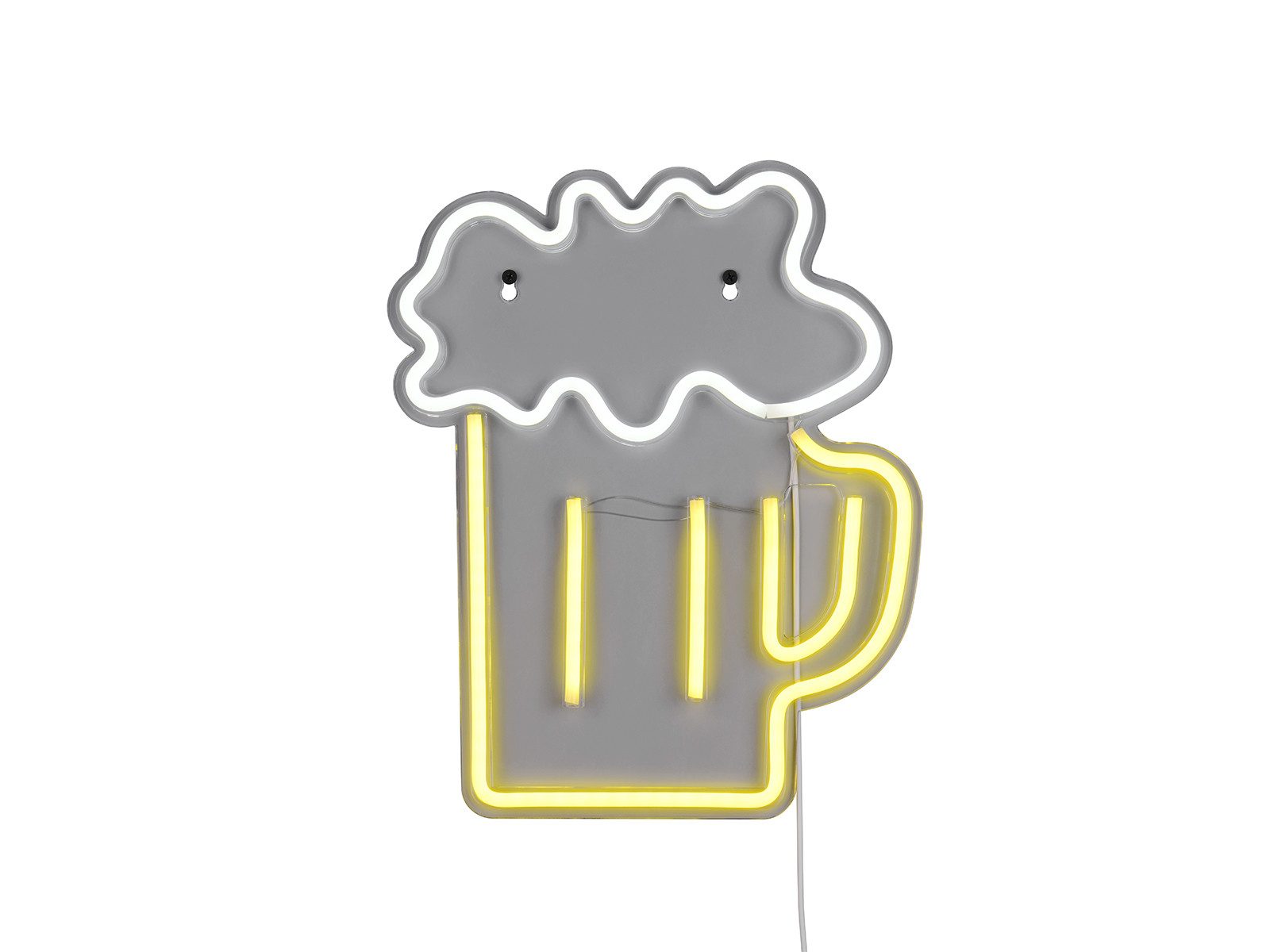 Reality Leuchten LED Dekolicht Flaches Neon-Schild Bier, Höhe 36cm, LED fest integriert, USB Dekoleuchte, Wand Deko-Lampe Bierkrug mit Netzteil & Schalter
