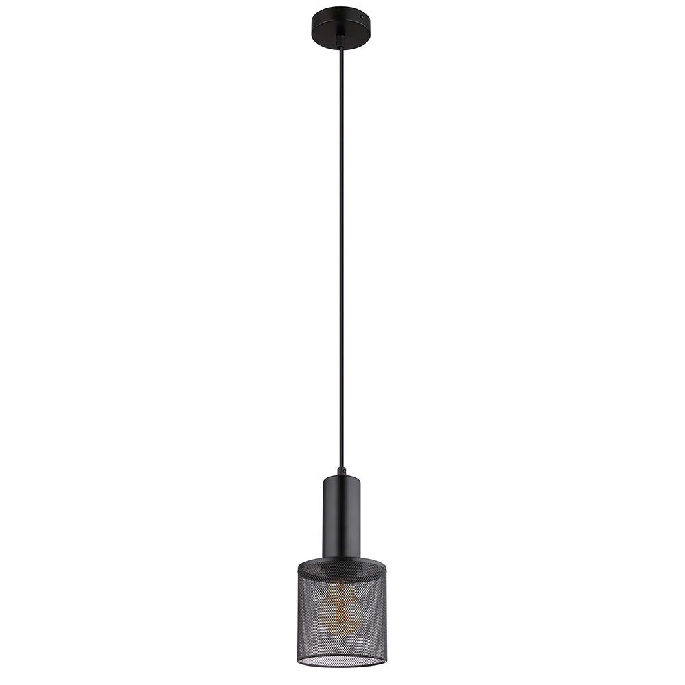 etc-shop Pendelleuchte, Leuchtmittel nicht inklusive, Hängelampe Pendelleuchte Küchenlampe rund Geflecht schwarz H 120 cm