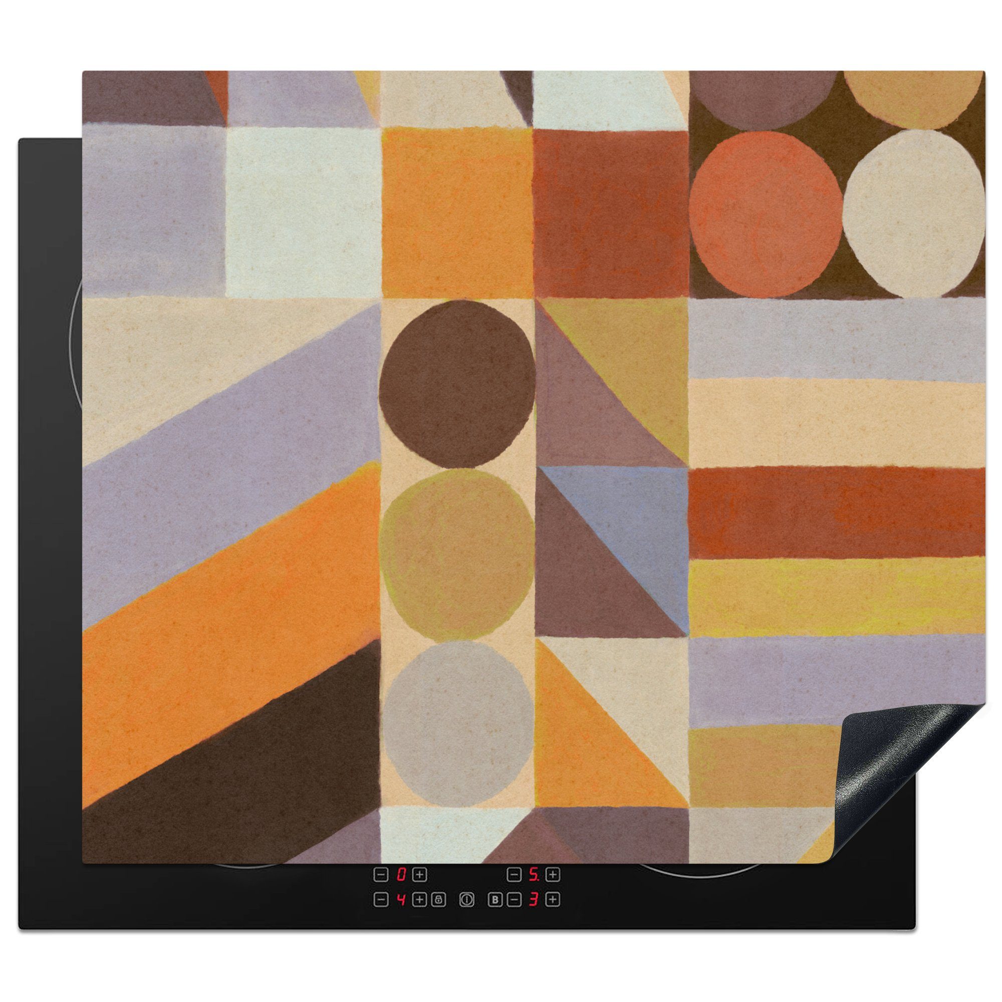 MuchoWow Herdblende-/Abdeckplatte Geometrie - Formen - Farben - Pastell, Vinyl, (1 tlg), 60x52 cm, Mobile Arbeitsfläche nutzbar, Ceranfeldabdeckung