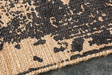 Teppich HERITAGE 230x160cm beige grau, riess-ambiente, rechteckig, Höhe: 5 mm, Wohnzimmer · Jute · Baumwolle · handgewebt · Used Look · Boho Design