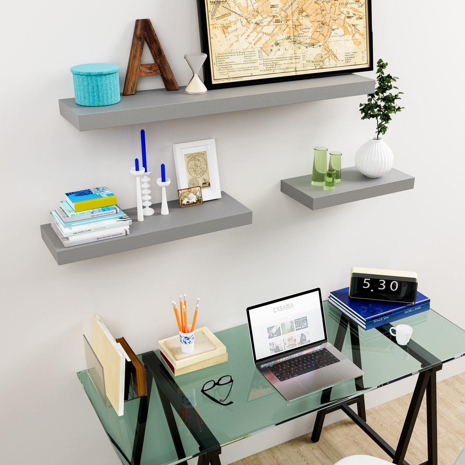 Casaria Wandboard, Grau Hängeregal mit Halterung günstig online kaufen