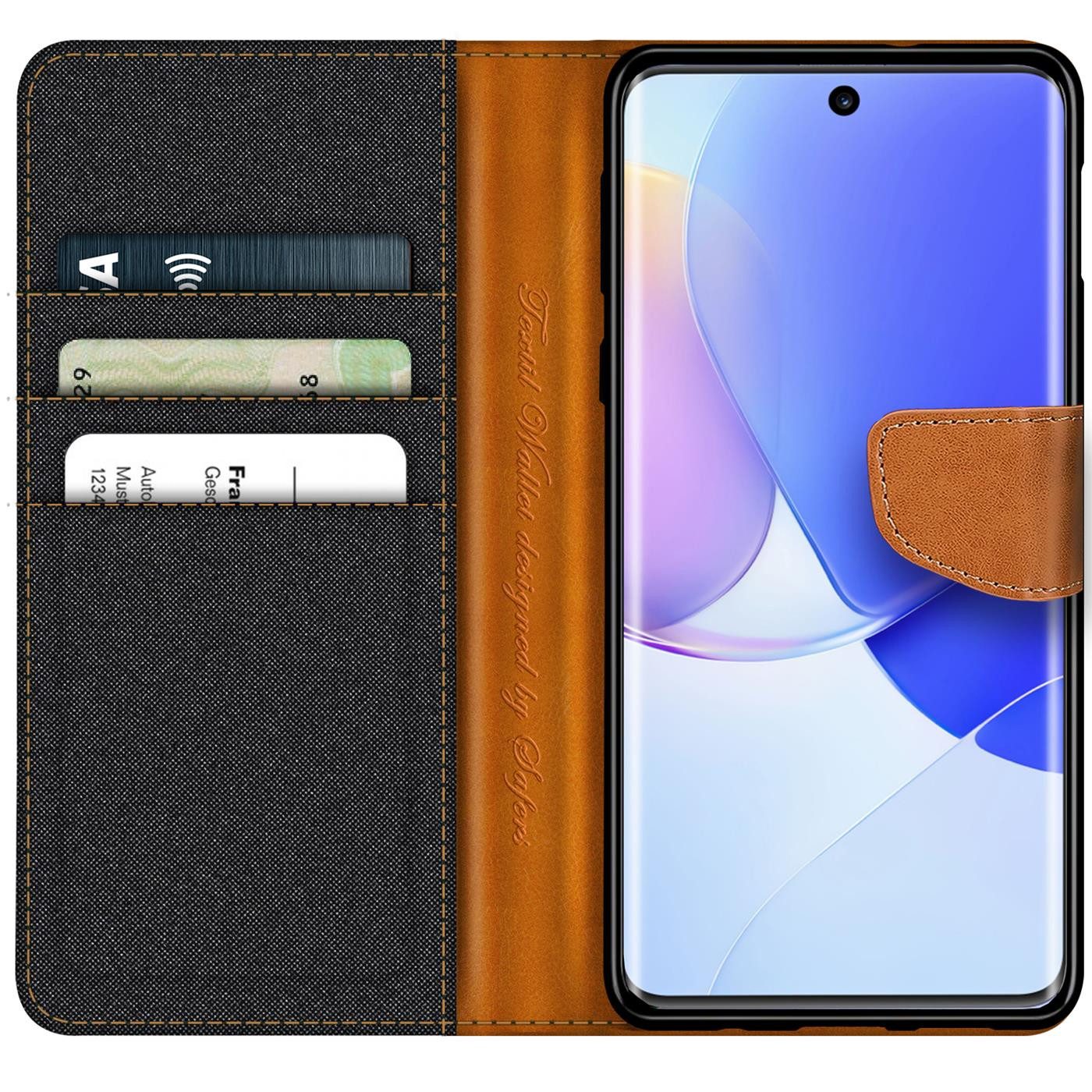 CoolGadget Handyhülle Denim Schutzhülle Flip Case für Huawei Nova 9, Honor 50 6,57 Zoll, Book Cover Handy Tasche Hülle für Huawei Nova 9 / Honor 50 Klapphülle