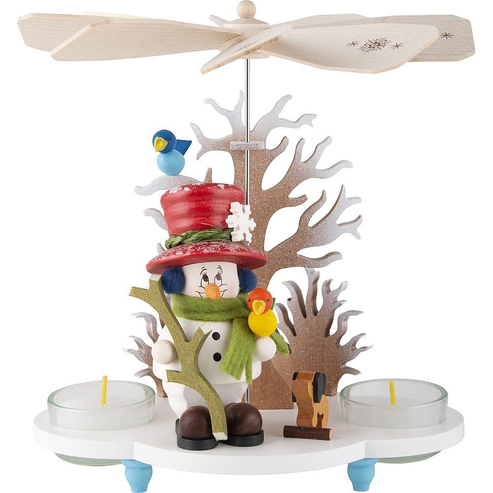 Christian Ulbricht Weihnachtspyramide 1-stöckige Pyramide Mikrowichtel Schneemann (19,5cm) von Christian Ulb