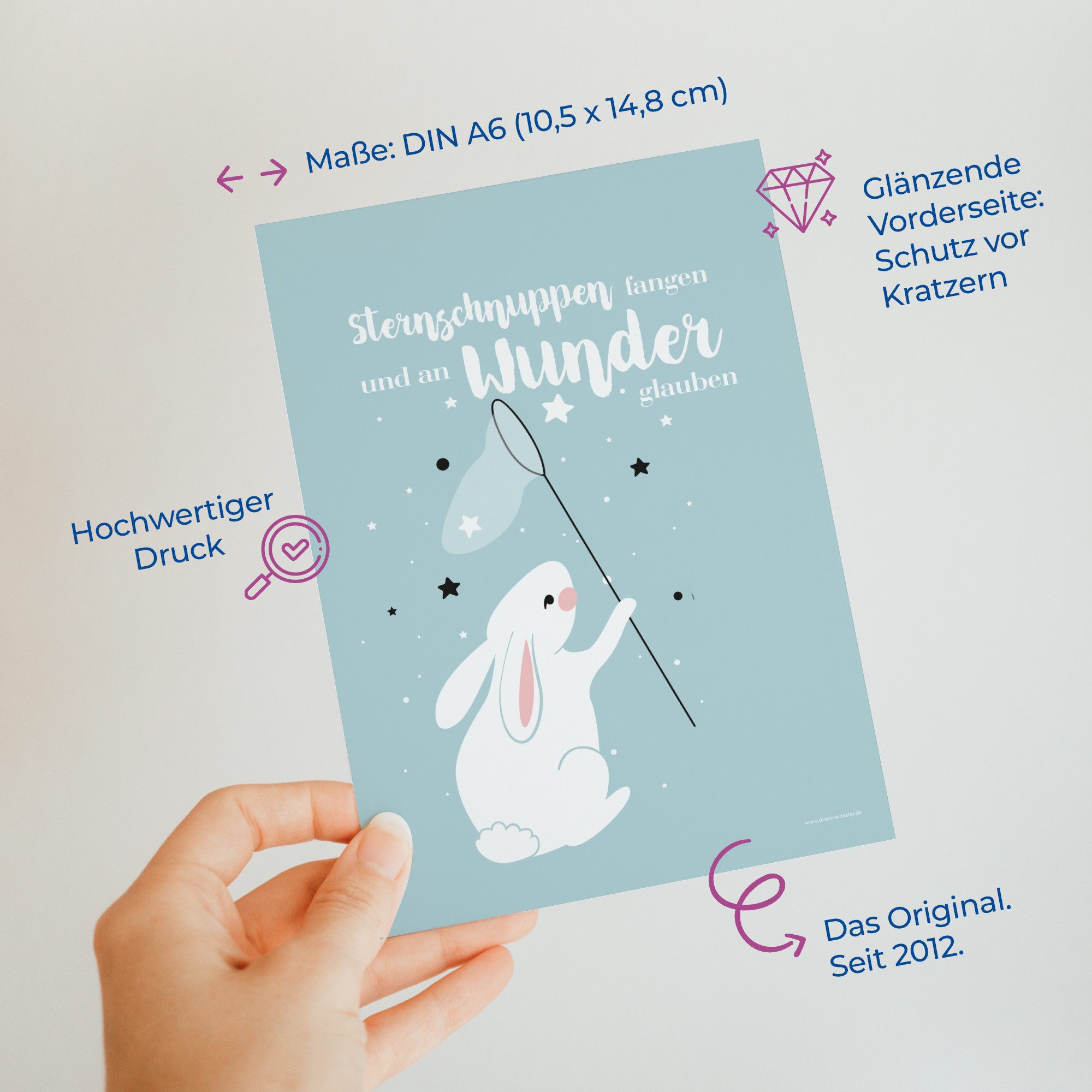 Deine Wörter Grußkarten Sternschnuppen Wunder Postkarten 5er Set – Geschenk Geburt A6