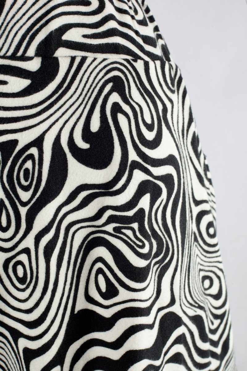 Taschen Langarm Midikleid mit Kleid Bongual Muster Wellen 2-in-1