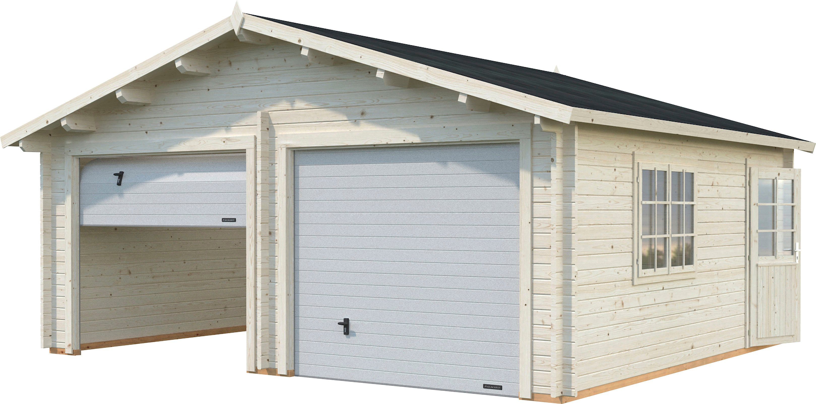 Palmako Garage Roger, BxTxH: 629x565x310 cm, mit Sektionaltor, naturbelassen