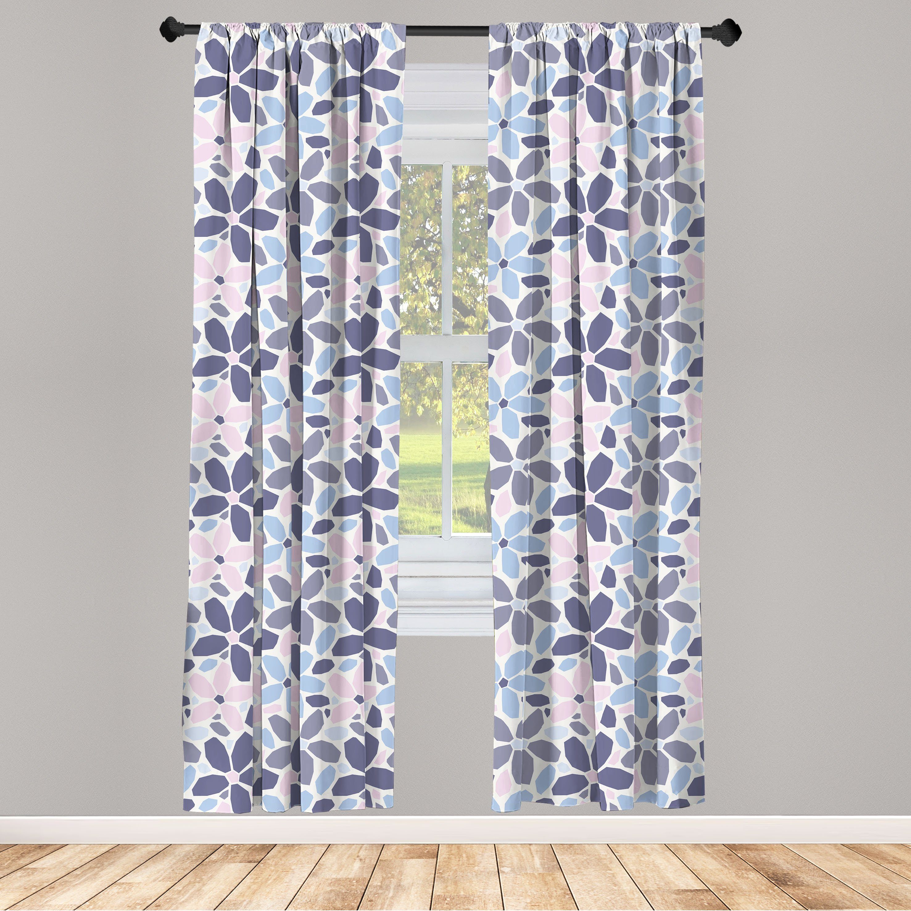 Gardine Vorhang für Wohnzimmer Schlafzimmer Dekor, Abakuhaus, Microfaser, Blume Polygonal Pastellton Petals