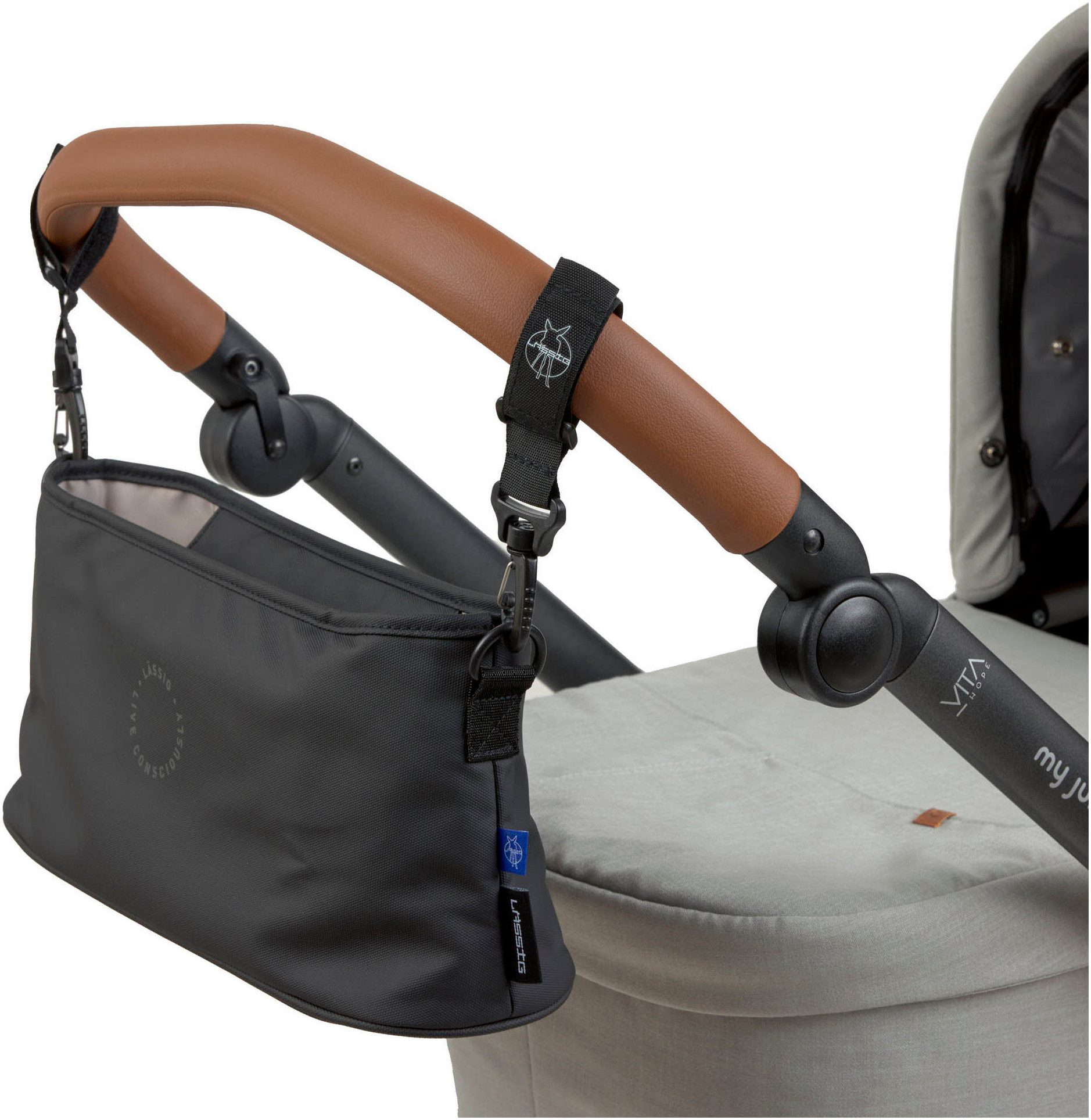 LÄSSIG Kinderwagen-Tasche Green Label, Buggy Organizer, black, für Kinderwagen oder Buggy