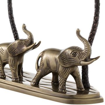 Casa Padrino Kerzenhalter Luxus Kerzenhalter Elefanten & Palmen Antik Messing / Bronze 38 x 7,5 x H. 28,5 cm - Hotel & Restaurant Deko Accessoires