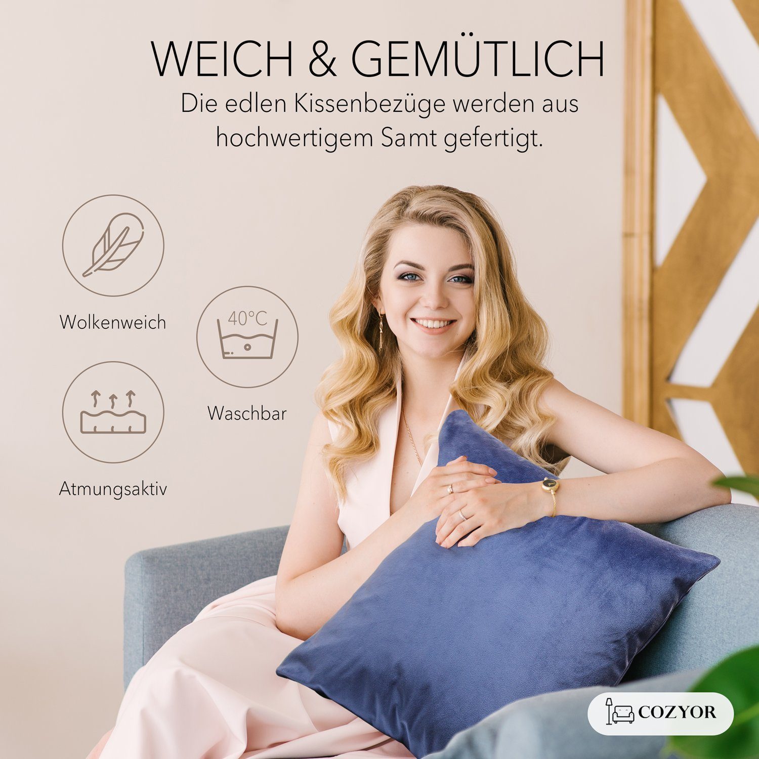 Cozyor Kissenbezug Samt Kissenhülle in diversen Größen & Farben, Sofakissen günstig online kaufen