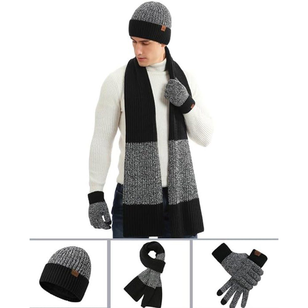 Mütze Mütze, dreiteiliges Set, Modegeschenk Schal, Schal & Warme GLIESE Handschuhe,