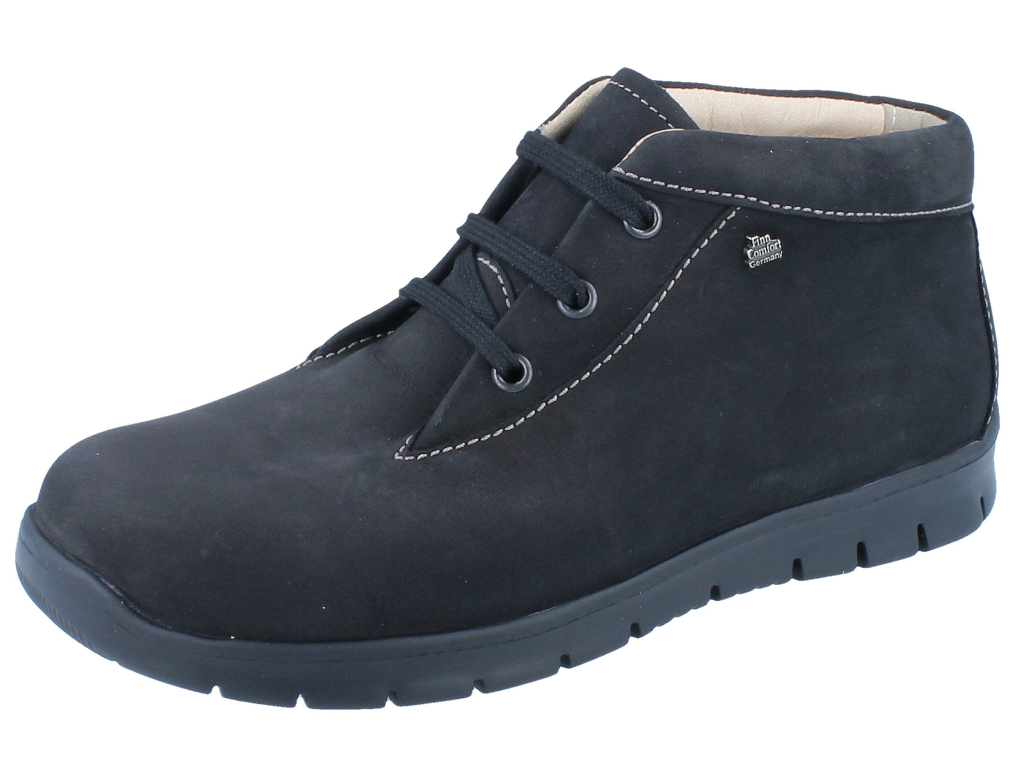 Finn Comfort FINN COMFORT Leon Damen Schnürschuhe knöchelhoch schwarz Nubukleder - Stiefel Wechselfußbett