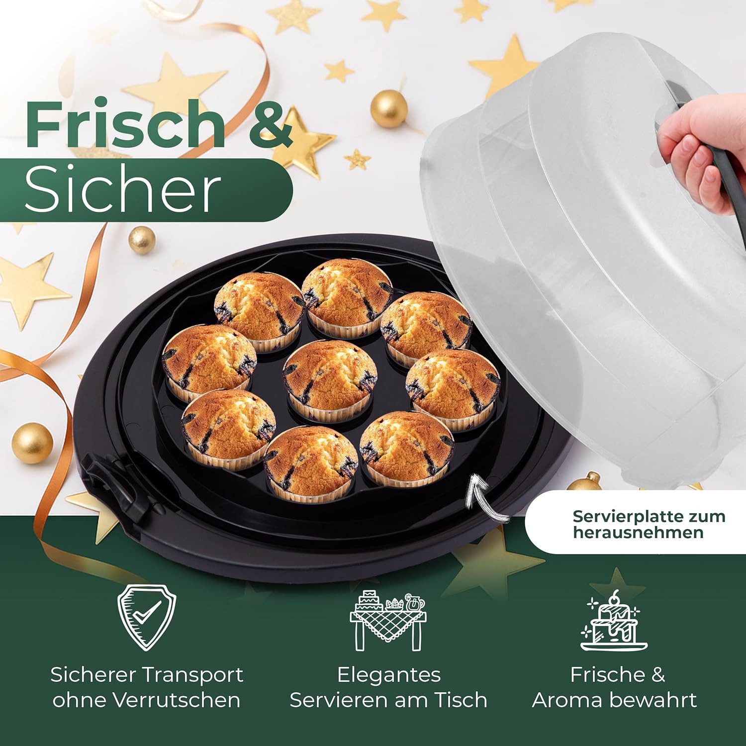 Novaliv Aufbewahrungsbox 31153-1x, Novaliv Kuchen-Transportbox mit Kühlfach und Muffin-Behälter (Rund 38 – Bild 2 von 5