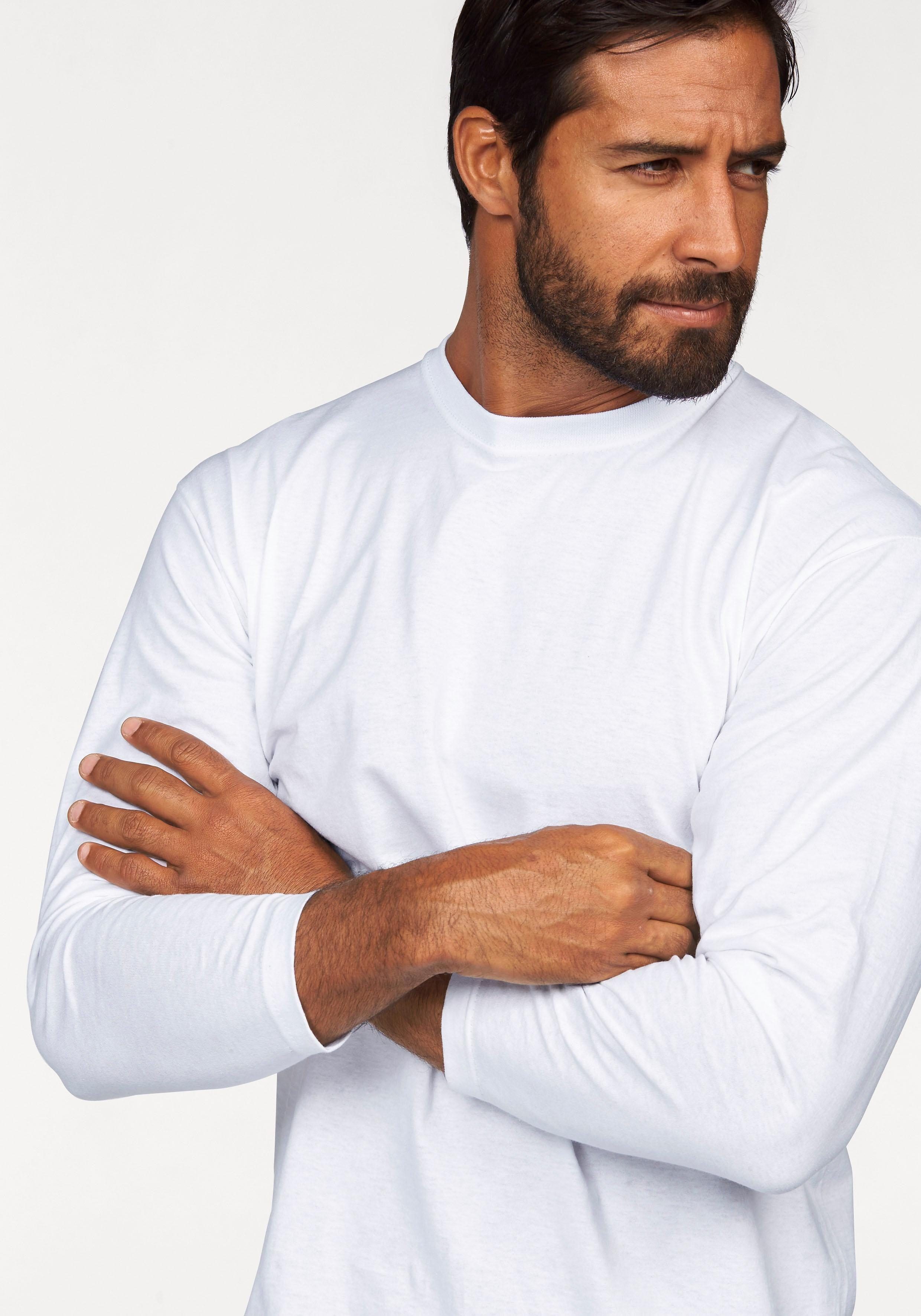 Fruit of the Loom Langarmshirt (Packung, 2-tlg) aus reiner Baumwolle, 2-er Pack