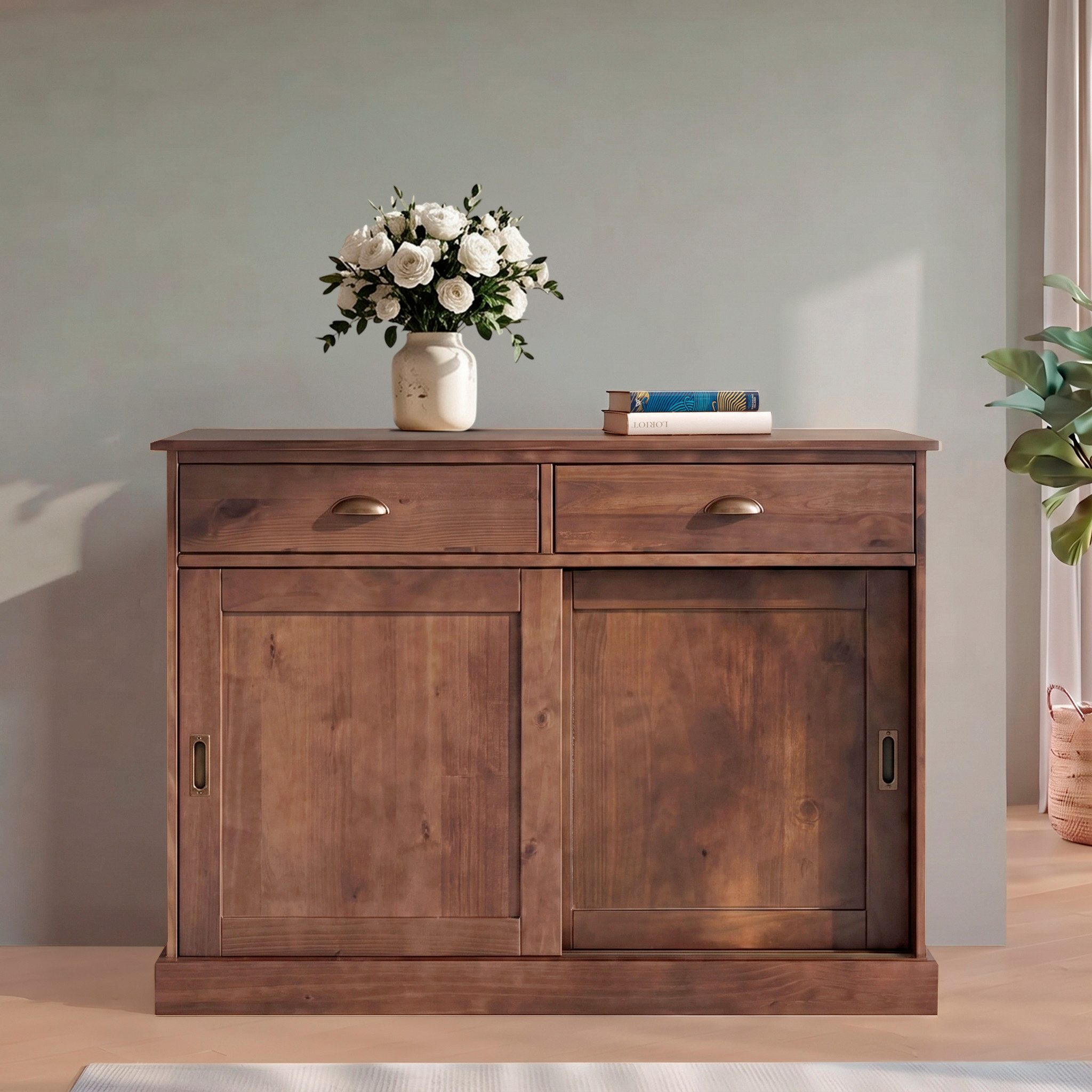 OTTO home Sideboard Schröder, Kommode, 2 Schiebetüren, 2 Schubkasten, aus massivem Kiefernholz