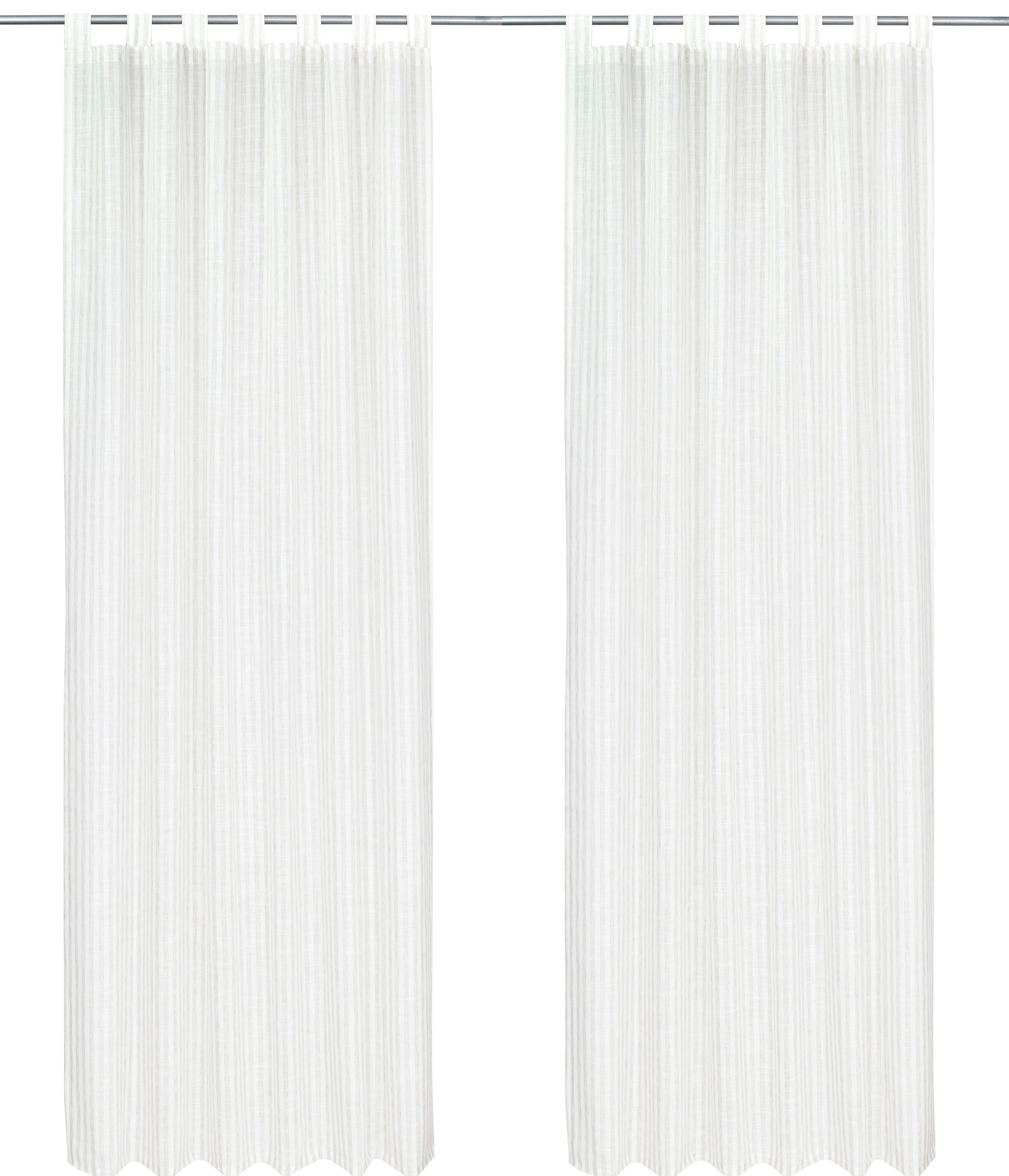 OTTO home Gardine Marric (1 St), Schlaufen, halbtransparent, halbtransparent, Leinenoptik mit Streifen, Schlaufenaufhängung