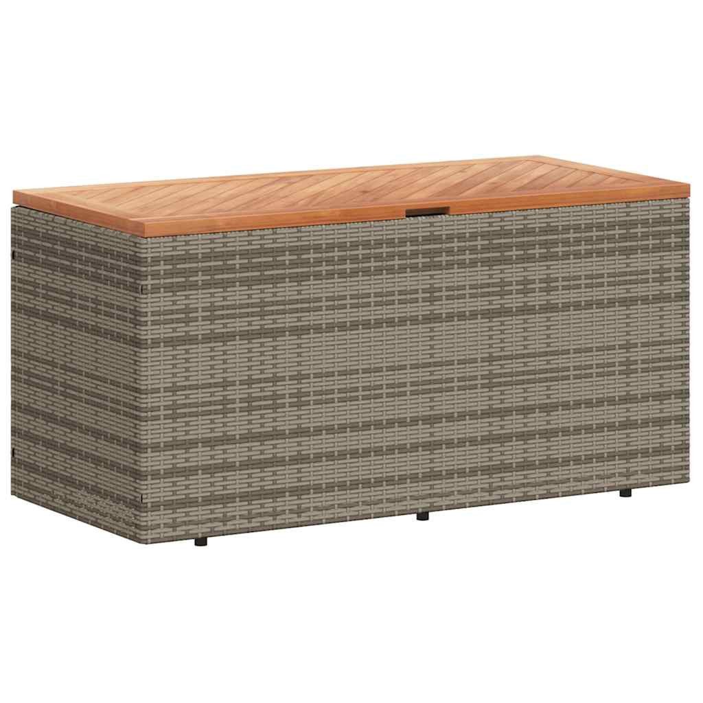 vidaXL Gartenbox Gartentruhe Grau 110x50x54 cm Poly Rattan nholz