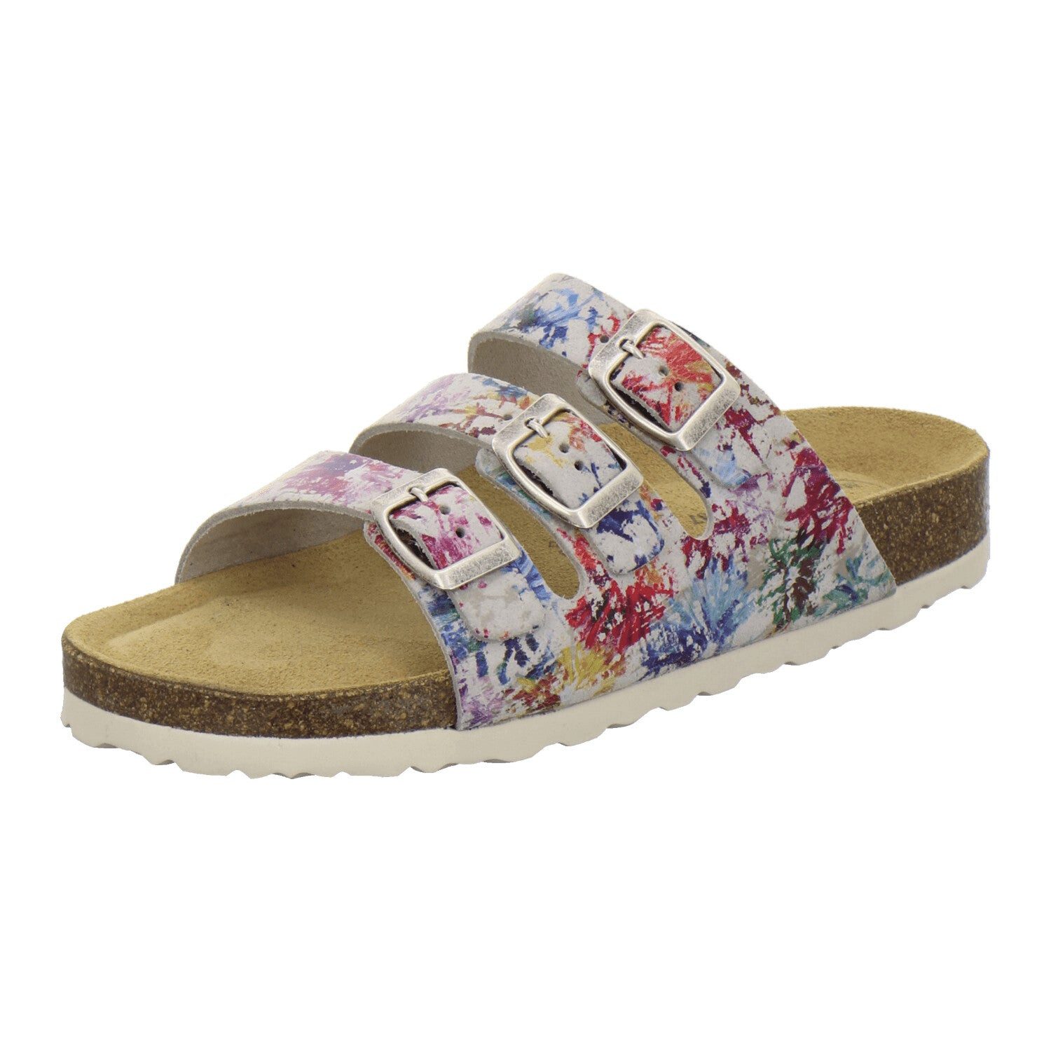 AFS-Schuhe Damen Dreischnaller Pantolette aus Veloursleder mit Fußbett, Made in Germany
