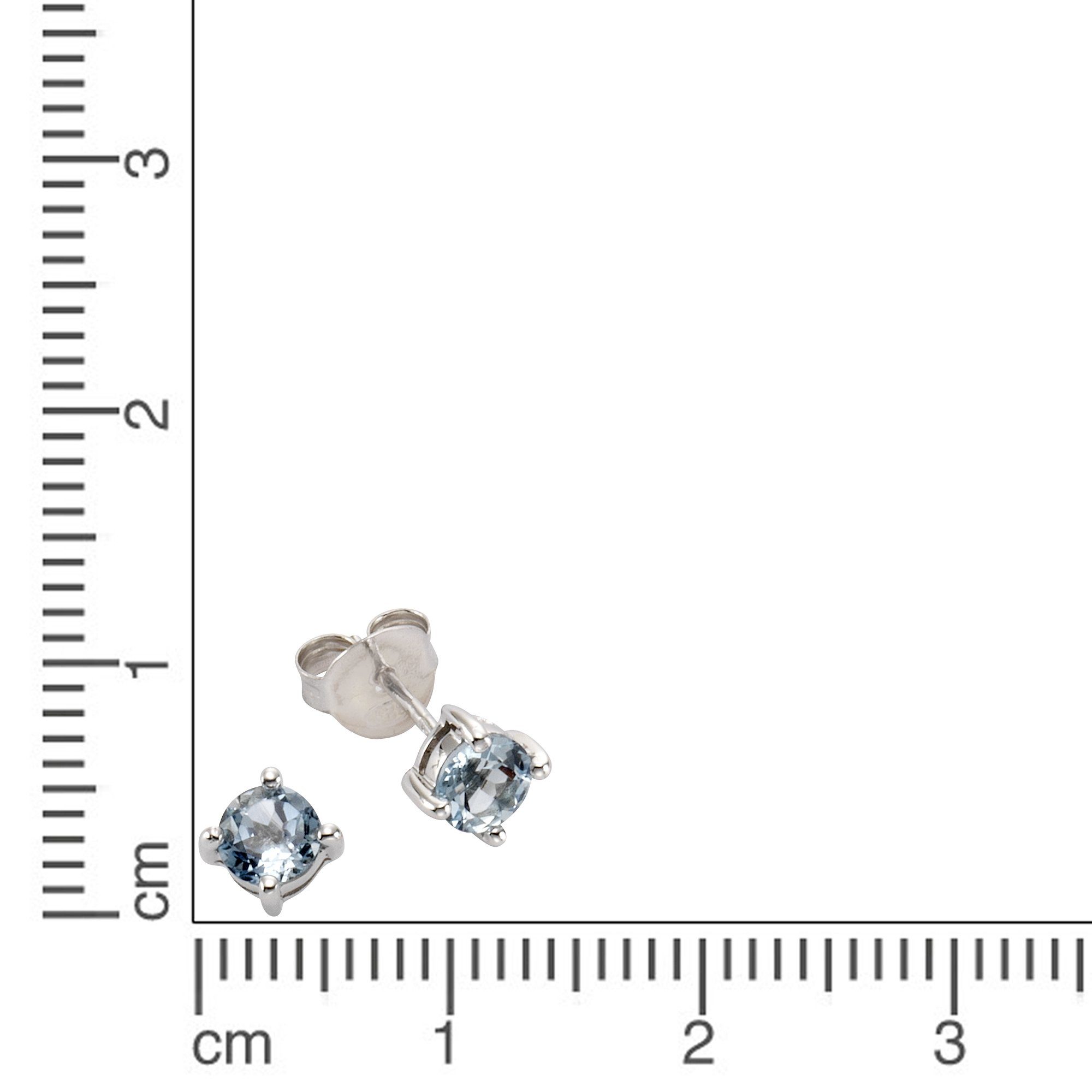 Zeeme Paar Ohrstecker Silber 925 rhodiniert mit Blautopas (beh) günstig online kaufen