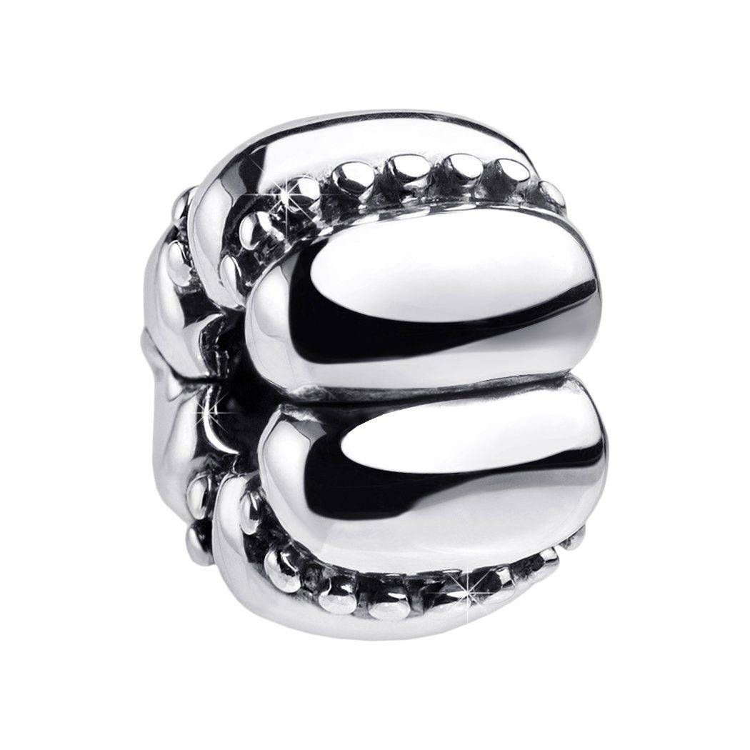Materia Bead Silber Charm Clip Stopper antik 768, 925 Sterling Silber, geschwärzt