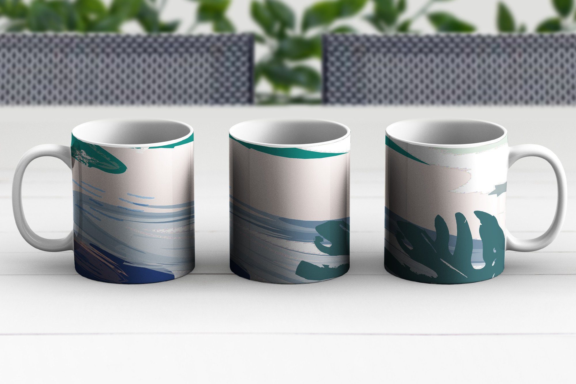 Teetasse, Monstera Geschenk Tasse - - Sommer Farbe, Keramik, Becher, MuchoWow Teetasse, Kaffeetassen,
