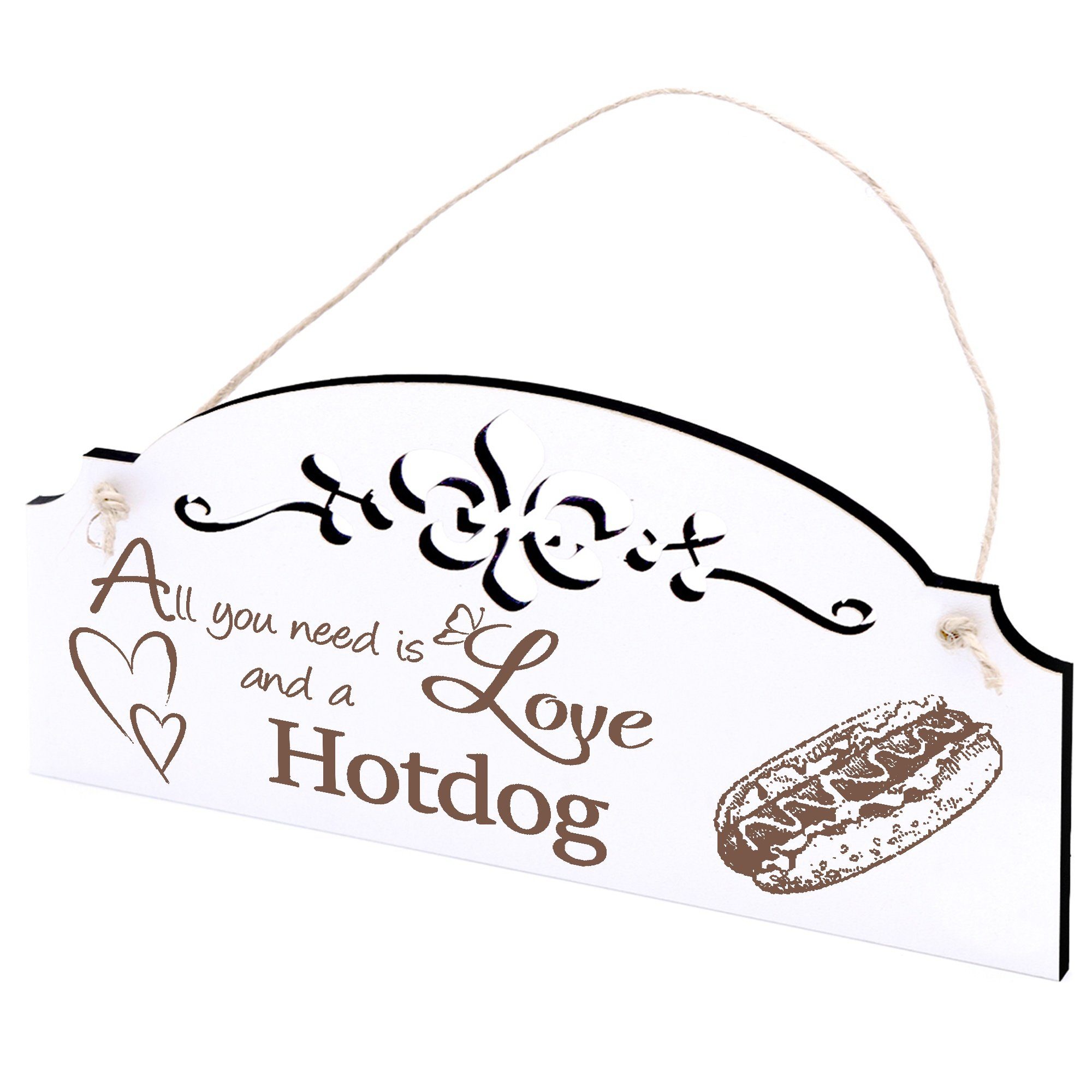 Dekolando Hängedekoration Hotdog Deko 20x10cm All you need is Love