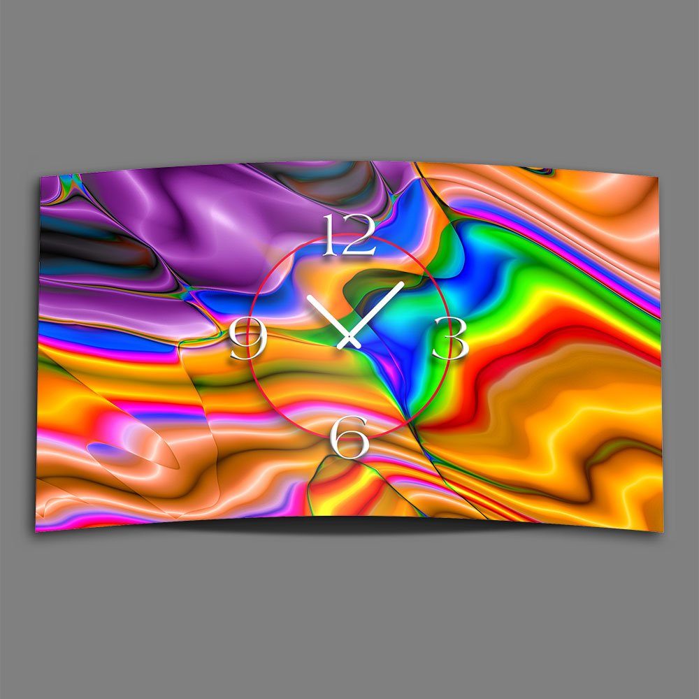 dixtime Wanduhr Abstrakt Farbverlauf bunt Designer Wanduhr modernes Wanduhren Design (Einzigartige 3D-Optik aus 4mm Alu-Dibond) | Wanduhren
